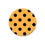Polka Dots - Black on Pastel Orange Magnet 3  (Round)