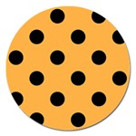 Polka Dots - Black on Pastel Orange Magnet 5  (Round)