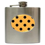 Polka Dots - Black on Pastel Orange Hip Flask (6 oz)