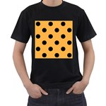 Polka Dots - Black on Pastel Orange Men s T-Shirt (Black)