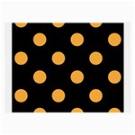 Polka Dots - Pastel Orange on Black Large Glasses Cloth (2 Sides)