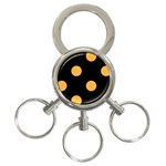 Polka Dots - Pastel Orange on Black 3-Ring Key Chain