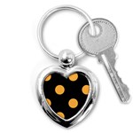Polka Dots - Pastel Orange on Black Key Chain (Heart)