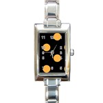 Polka Dots - Pastel Orange on Black Rectangle Italian Charm Watch