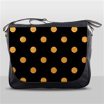 Polka Dots - Pastel Orange on Black Messenger Bag