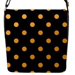 Polka Dots - Pastel Orange on Black Flap Closure Messenger Bag (S)