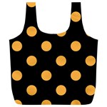 Polka Dots - Pastel Orange on Black Full Print Recycle Bag (XL)
