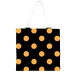 Polka Dots - Pastel Orange on Black Grocery Light Tote Bag