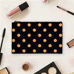 Polka Dots - Pastel Orange on Black Cosmetic Bag (M)