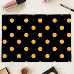 Polka Dots - Pastel Orange on Black Cosmetic Bag (XXL)
