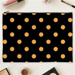 Polka Dots - Pastel Orange on Black Cosmetic Bag (XXXL)