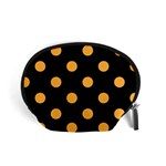 Polka Dots - Pastel Orange on Black Accessory Pouch (Small)
