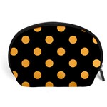 Polka Dots - Pastel Orange on Black Accessory Pouch (Large)