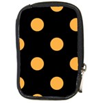 Polka Dots - Pastel Orange on Black Compact Camera Leather Case