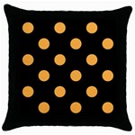 Polka Dots - Pastel Orange on Black Throw Pillow Case (Black)