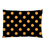 Polka Dots - Pastel Orange on Black Pillow Case (One Side)