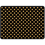 Polka Dots - Pastel Orange on Black Fleece Blanket (Large) (One Side)
