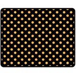 Polka Dots - Pastel Orange on Black Double Sided Fleece Blanket (Medium) (Two Sides)