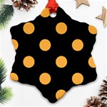 Polka Dots - Pastel Orange on Black Ornament (Snowflake)