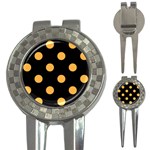 Polka Dots - Pastel Orange on Black 3-in-1 Golf Divot
