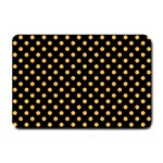 Polka Dots - Pastel Orange on Black Small Doormat
