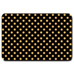 Polka Dots - Pastel Orange on Black Large Doormat