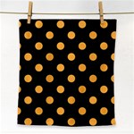 Polka Dots - Pastel Orange on Black Face Towel