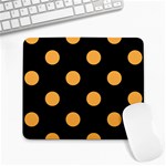 Polka Dots - Pastel Orange on Black Large Mousepad