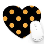Polka Dots - Pastel Orange on Black Heart Mousepad