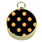 Polka Dots - Pastel Orange on Black Gold Compass