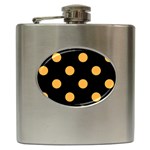 Polka Dots - Pastel Orange on Black Hip Flask (6 oz)
