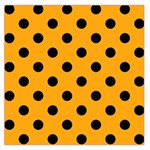 Polka Dots - Black on Dark Tangerine Orange Large Satin Scarf (Square)