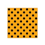 Polka Dots - Black on Dark Tangerine Orange Satin Bandana Scarf
