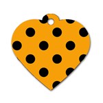 Polka Dots - Black on Dark Tangerine Orange Dog Tag Heart (One Side)