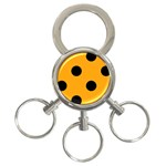 Polka Dots - Black on Dark Tangerine Orange 3-Ring Key Chain