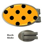 Polka Dots - Black on Dark Tangerine Orange Money Clip (Oval)