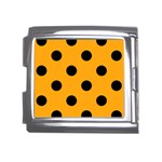 Polka Dots - Black on Dark Tangerine Orange Mega Link Italian Charm (18mm)
