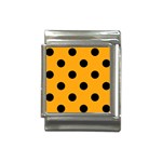 Polka Dots - Black on Dark Tangerine Orange Italian Charm (13mm)