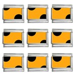Polka Dots - Black on Dark Tangerine Orange 9mm Italian Charm (9 pack)