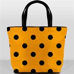 Polka Dots - Black on Dark Tangerine Orange Bucket Bag