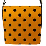 Polka Dots - Black on Dark Tangerine Orange Flap Closure Messenger Bag (S)