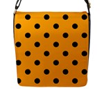 Polka Dots - Black on Dark Tangerine Orange Flap Closure Messenger Bag (L)