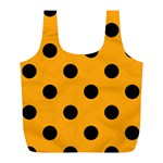 Polka Dots - Black on Dark Tangerine Orange Full Print Recycle Bag (L)