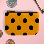 Polka Dots - Black on Dark Tangerine Orange Mini Coin Purse