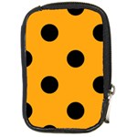 Polka Dots - Black on Dark Tangerine Orange Compact Camera Leather Case