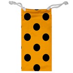 Polka Dots - Black on Dark Tangerine Orange Jewelry Bag