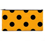 Polka Dots - Black on Dark Tangerine Orange Pencil Case
