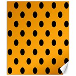 Polka Dots - Black on Dark Tangerine Orange Canvas 8  x 10 