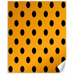 Polka Dots - Black on Dark Tangerine Orange Canvas 11  x 14 