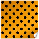 Polka Dots - Black on Dark Tangerine Orange Canvas 12  x 12 